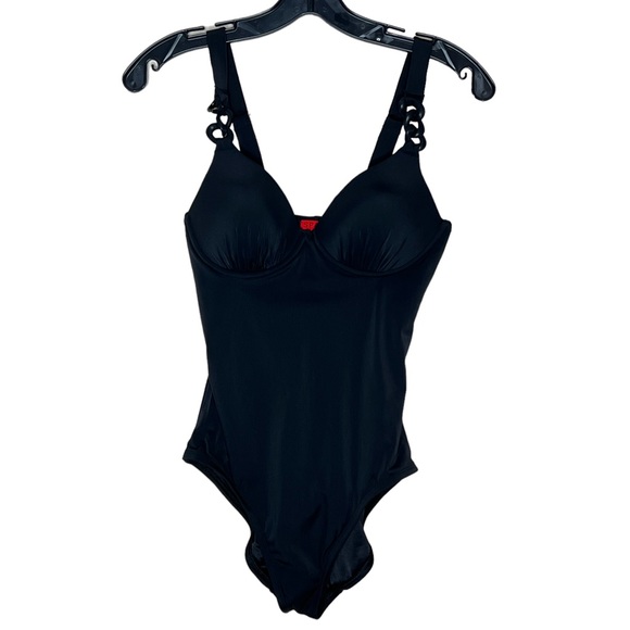 Spanx Bra-LLelujah Black Soft Chain One Piece Swimsuit Bathing Suit Size 6B/C - Picture 6 of 13